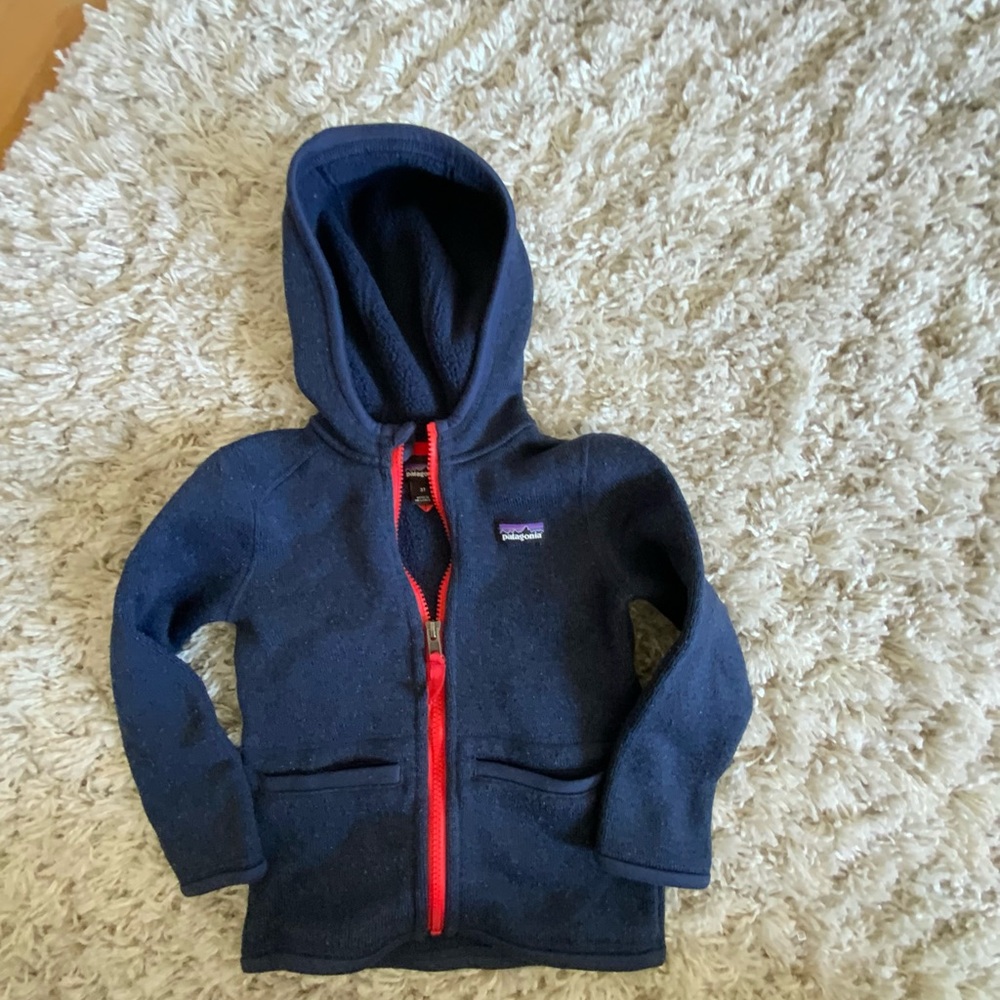 Patagonia Kids Navy Hoodie with Red Accents